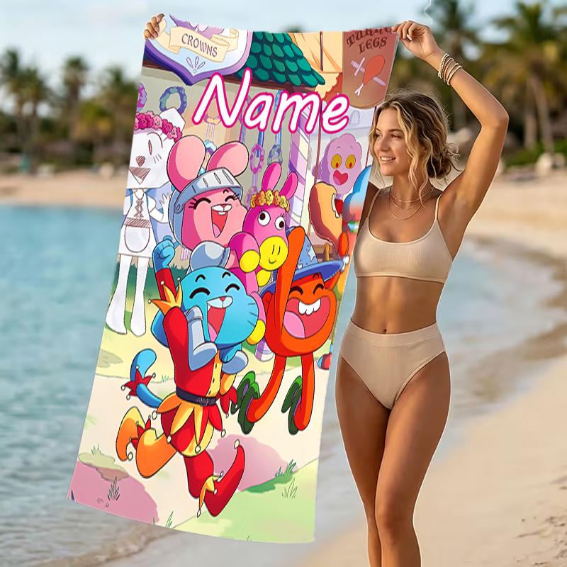 Customizable personalized beach towels The Amazing World of Gumball themed designs.Suitable for the beach, yoga, sports;ideal as beach accessories