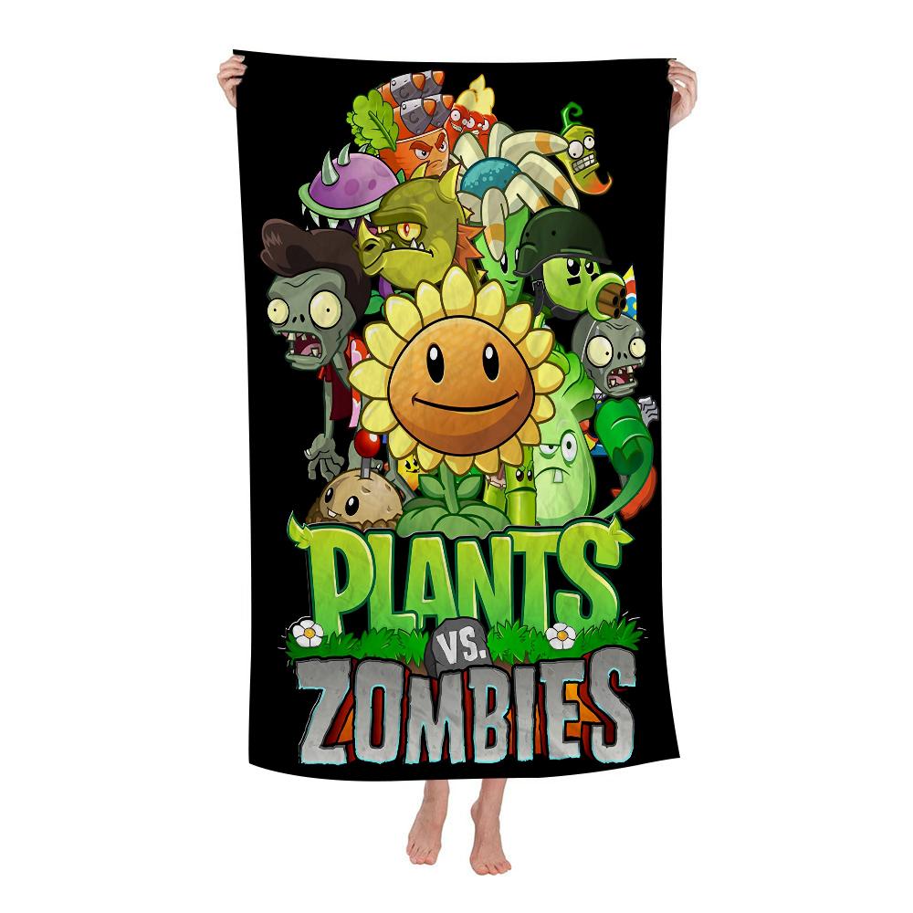 Полотенце для пляжа Plants Vs Zombies Мультяшное Милое Летнее Детское Большое для Ванны Бассейна Пляжа Микрофибра Впитывающее для Плавания Путешествий