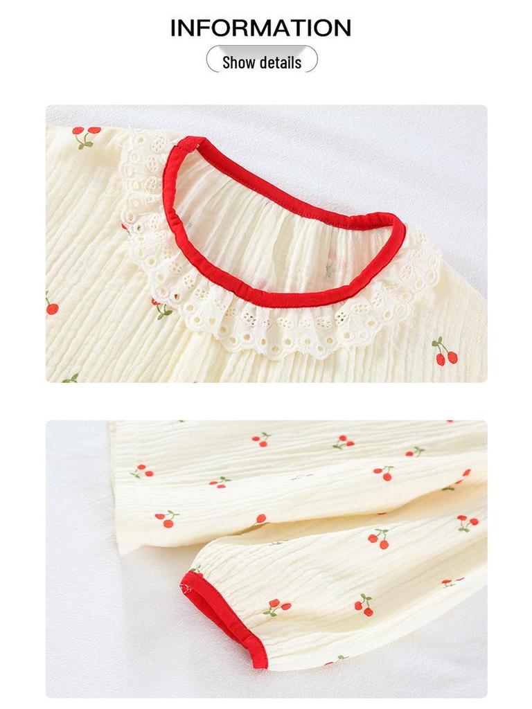 2025 Spring & Autumn Girls' Long-Sleeve Cotton Pajama Set