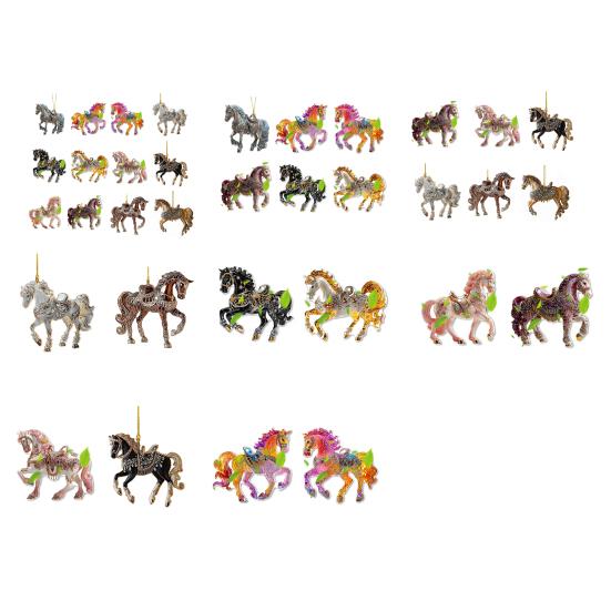 Рождественские украшения в виде лошадей 2D акриловая подвеска для подвешивания талисман для зеркала автомобиля для домашнего декора брелок и аксессуар для сумки