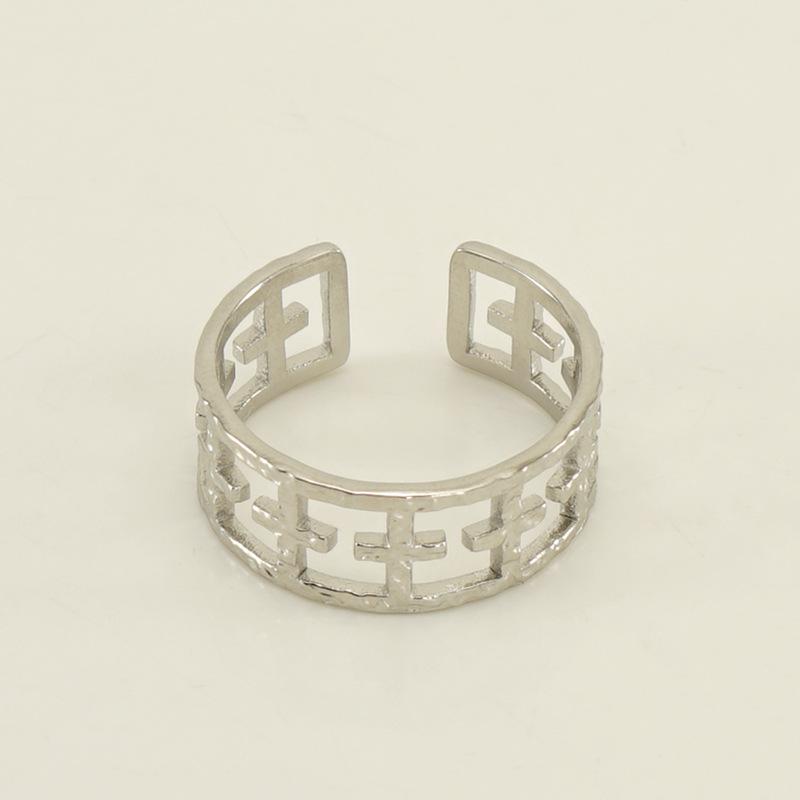 Новое модное кольцо из титановой стали с полым дизайном, нишевое простое женское трендовое открывающееся регулируемое кольцо