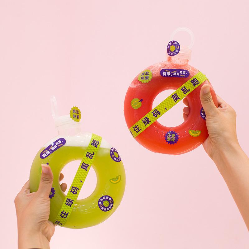 Летний чайник с мультяшным пончиком, 500 мл, бутылка для воды, бутылка для воды, спортивный тренажерный зал на открытом воздухе