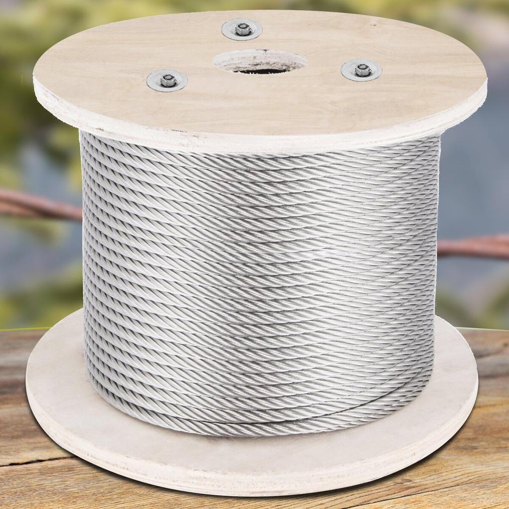 316 Stainless Steel Cable, 500FT Stainless Steel Wire Rope of 5/32 Inch Diameter and 1x19 Construction, 3300 LBS Breaking Strength Steel Cable for