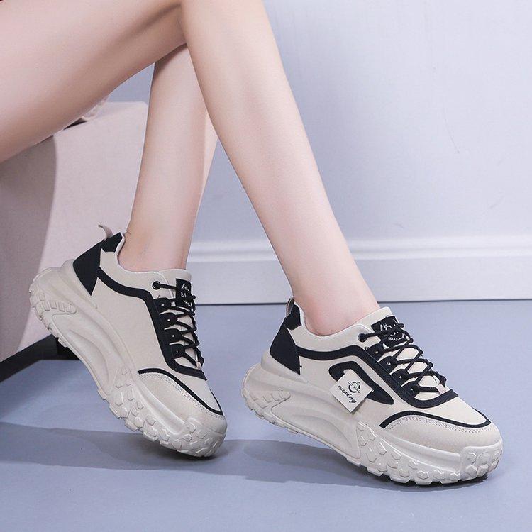 Autumn new muffin platform single shoes girls color matching fashion casual style running shoes sports dad shoes women