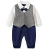 UNIMOR Formal Romper Long Sleeve with Bow Stylish for Baby Shrine and Photo Shoots Size Boys' Coverall, Gentleman-Style Tie, Showers, Weddings,