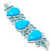 Arizona Turquoise Gemstone Handmade 925 Sterling Silver Bracelet 7-8" P7m81