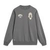 Li Ning Badfive 3D Letter Print Loose Fleece Pullover Sweatshirt Unisex Sweatshirt Gray AWDT873-7