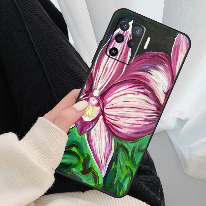 Цветной чехол с цветами орхидеи для Oppo A17 A57 A77 A40 A78 A54 A74 A94 A76 A16 A96 A18 A60 A80 A38 A58 A98 A15 A5 Pro
