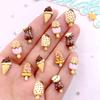 30pcs Resin Mini Colorful Painted Chocolate Sesame Ice Cream Cone Figurine Flatback Stone DIY Scrapbook Decor Accessories Crafts