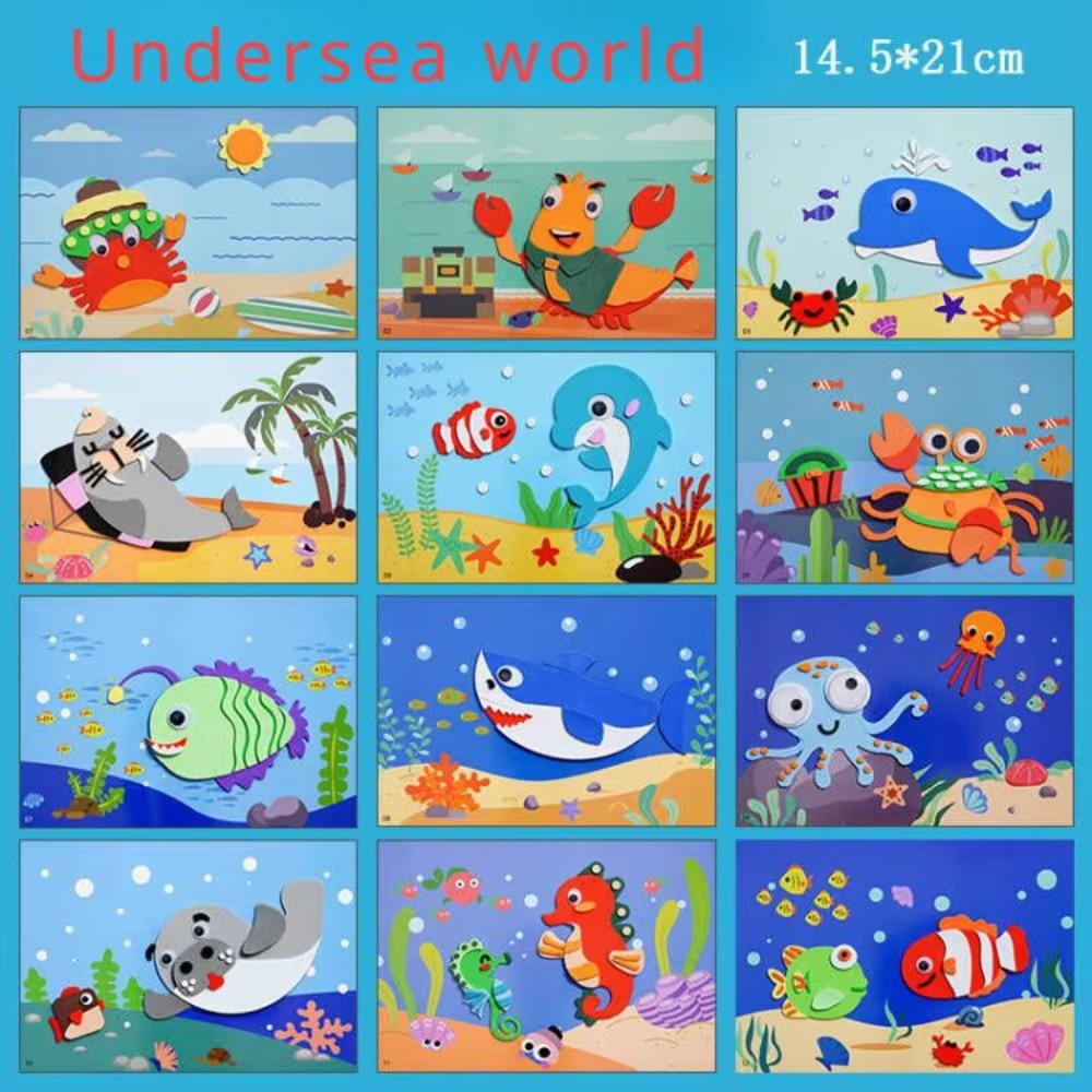 Cartoon Eva Sticker Toys Diy Kids Animal Handmade Stickers 3D Puzzle Game Cartoon Painting Stickers Learning Toys For Kids