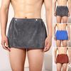 Men Beach Towel Culottes Elastic Waist Button Closure Solid Color Towel Skirt Swimwear Beach Shower Gym Pajamas