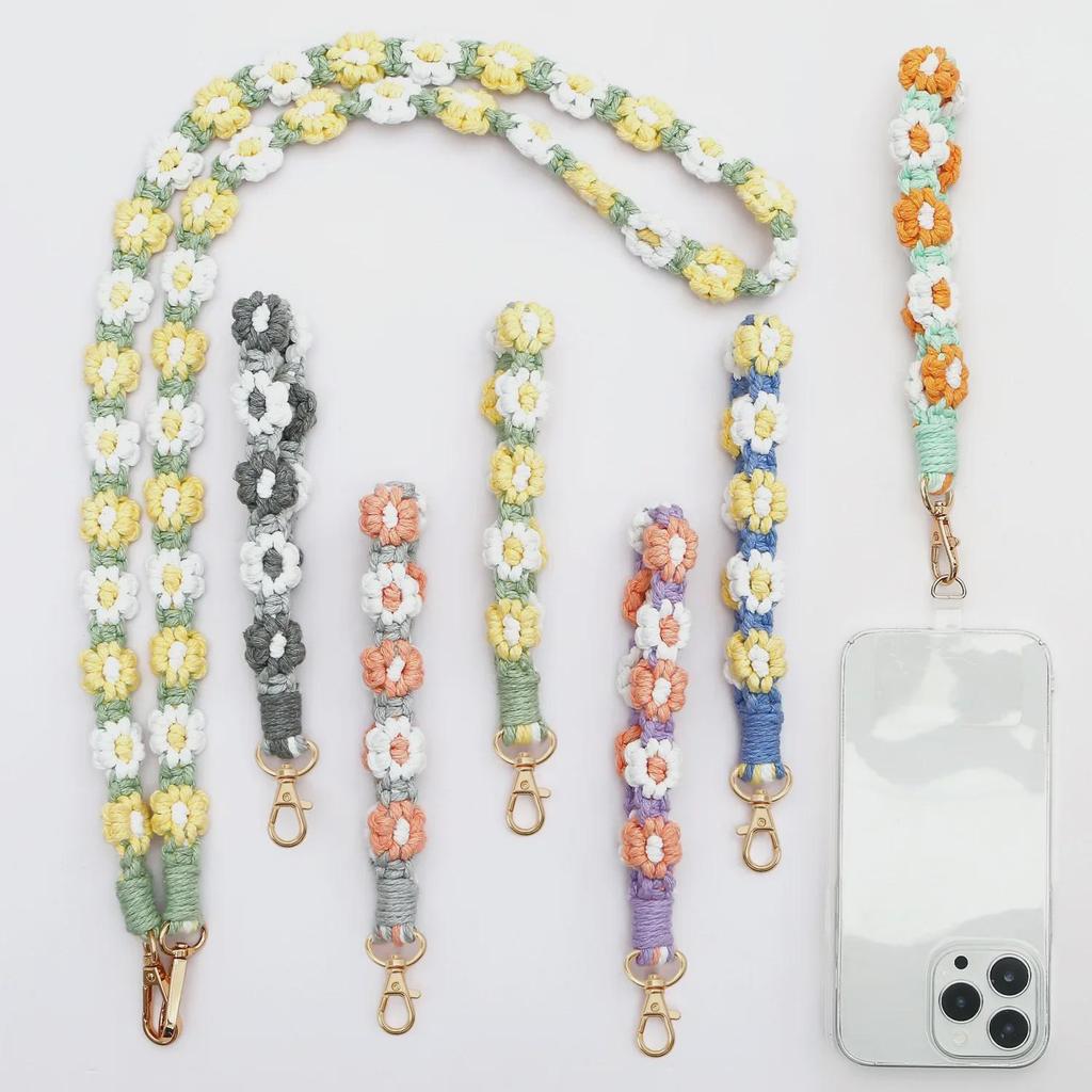 Bohemian Hand-Woven Daisy Phone Lanyard: Cross-Body & Neck Strap To Prevent Loss