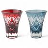 Mizukage Kiriko Pair of Glasses for Cold Diameter X Star Fan Red Ink Bishou Current Model J-kitchens Sake, 6.2 7.8cm, 60cc, Design, & Blue, (Bisho)