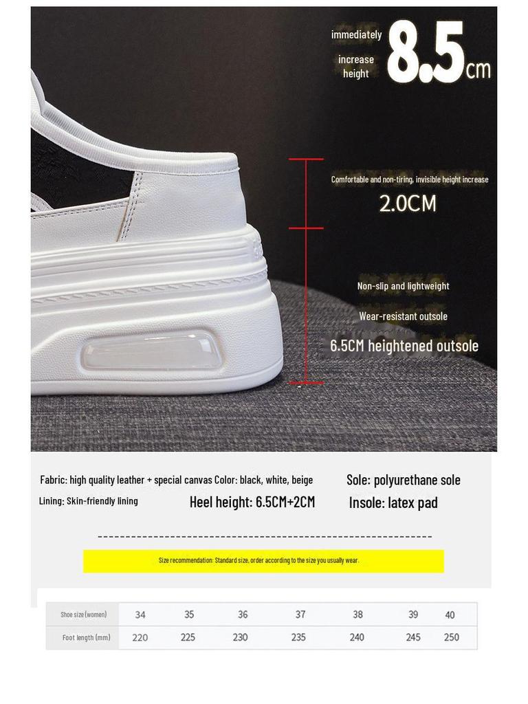 Летние женские белые тапочки Baotou на толстой подошве 2025 года: Элегантная, удобная, увеличивающая рост повседневная обувь