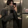 Houndstooth Scarf Women's Autumn and Winter Korean Version Versatile Niche Thickened Imitation Cashmere Large Shawl Dual Purpose Plaid Scarf Trendy
