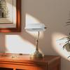 Banker Desk Lamp, Adjustable Shade, Rocker Switch, White