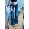 Vintage High Street Low-Waisted Jeans Women Summer All-Match Wide Leg Y2K Denim Trousers Female Sexy Slim Fit Flares Pants