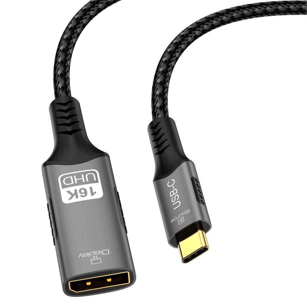 Кабель-конвертер HD-видео USB-C на DisplayPort 2.1, 16K@30Hz, 54 Гбит/с, Совместим с компьютером и телефоном