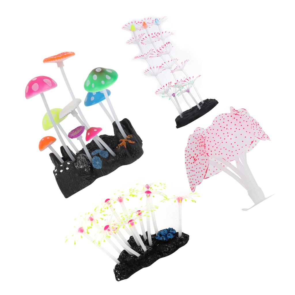 Aquarium Decoration Set Glowing Silicone Coral Decoration Luminous Aquarium Coral Ornaments