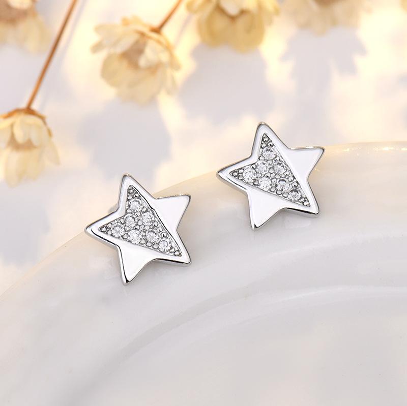 New 925 Sterling Silver High Quality Zircon Stud Earrings for Women Exquisite Student Girlfriend Jewelry Accessories Wedding