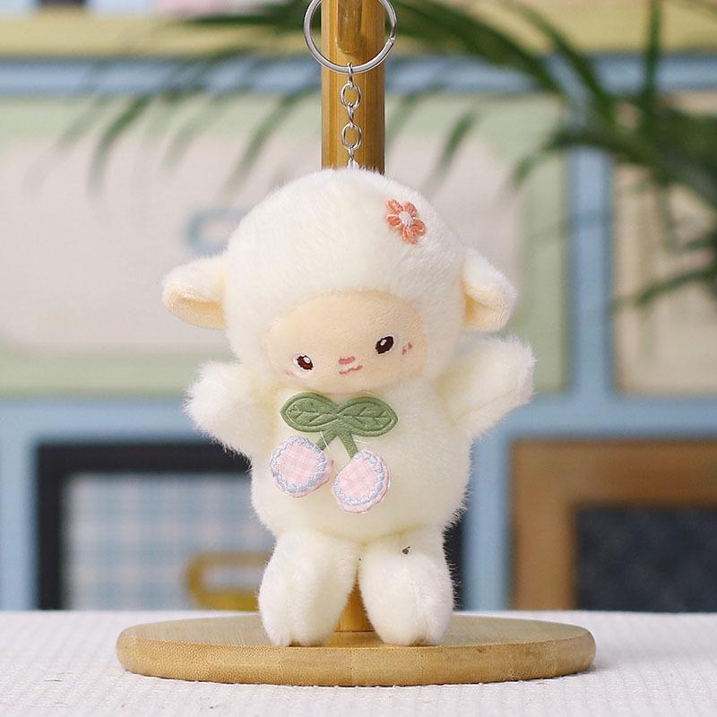 Cute Soft Sheep Plush Keychain Fluffy Texture Bag Pendant Sturdy Key Accessory for Purse Hanging Valentine's Day Gifts