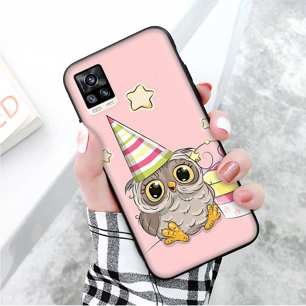 Black Case for Xiaomi Redmi 13C Note 9 iPhone XR 7 8 14 15 11 12 13 X XS Pro Max Samsung A25 S23 S24 FE Ultra Plus Cute Owl