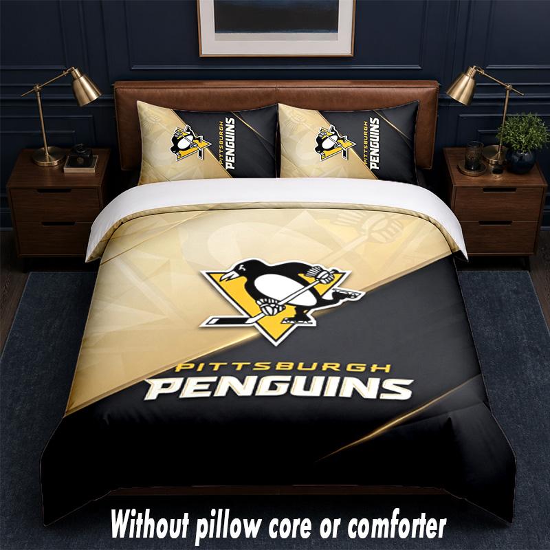 Дизайн Pittsburgh Penguins Постельное белье Комплект 1 пододеяльник + 2 наволочки Мягкое дышащее домашнее постельное белье