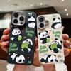 Чехол из текстурированной кожи для iPhone 16 15 Pro 14 13 12 11 Pro Max Xs Max Xr 8 7 6 Plus с рисунком счастливой панды, противоударный, мягкий, из ТПУ, тонкий чехол