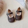 Весна 2026 Детские кожаные туфли Мэри Джейн с кружевной отделкой - Нескользящие, Мягкая подошва, Туфли для маленьких принцесс