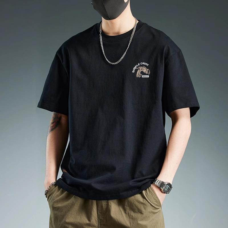 Мужская футболка с коротким рукавом, летняя, модного бренда, универсальная, из чистого хлопка, тяжеловесная базовая футболка