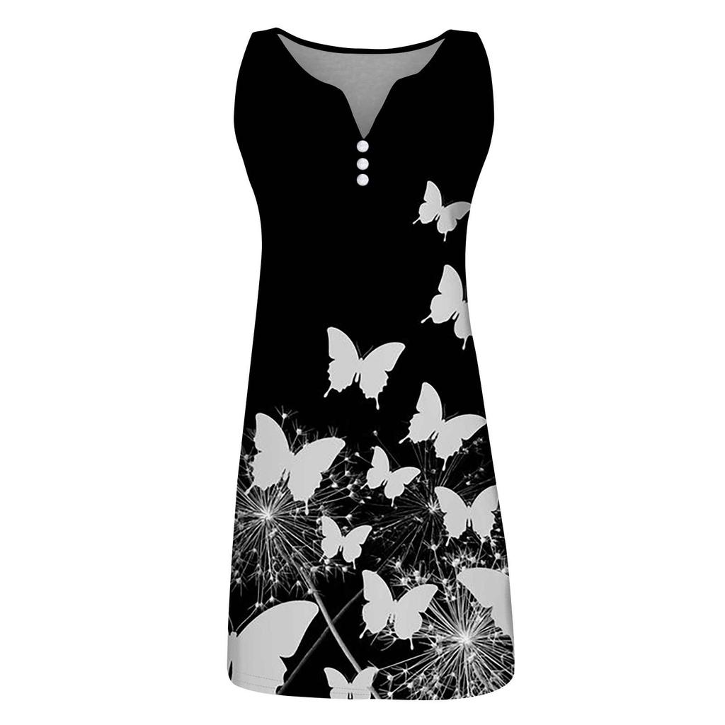 Women's Casual Dress Floral Button Print V Neck Active Fashion Outdoor Street Sleeveless Loose Fit Summer