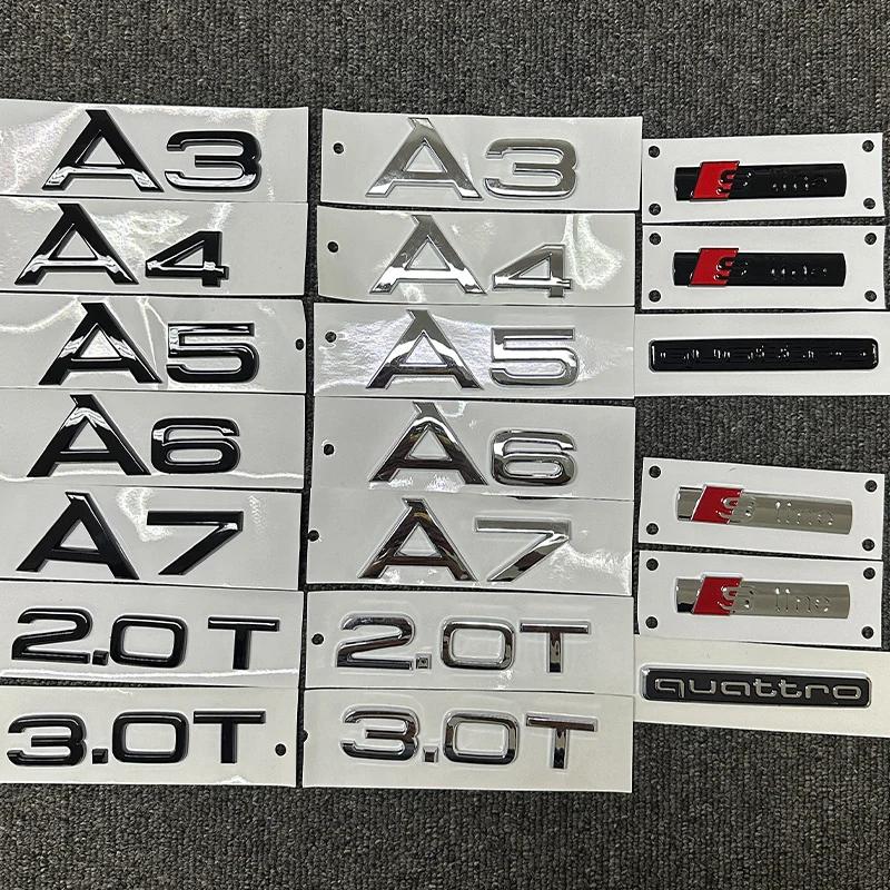 Automobile ABS letters are suitable For 4JHGE A3 A4 A5 A6 A7 letter Sline quattro 2.0T 3.0T logo Black Silver general