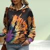 Womens Fashion Orange Graffiti Print Loose Hoodie Tops Blouse Sweatshirt Casual Long Sleeve Pullover Tops