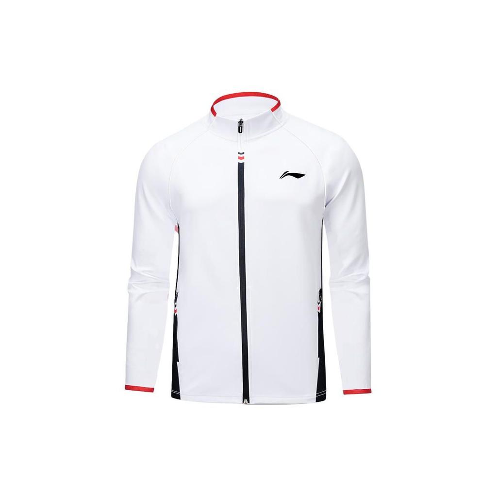 Li Ning Color Block Zip Up Stand Collar Badminton Jacket Men Jackets White AWDUA89-2