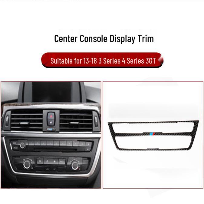 Модификация интерьера BMW 3 серии 320Li из углеродного волокна для F30: Декоративные накладки на панель КПП и воздуховоды центральной консоли.