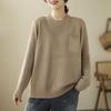 Plus Size Casual Loose Long Sleeve Half High Collar Pure Color Knitted Sweater Women's Winter Thickened Warm Pullover