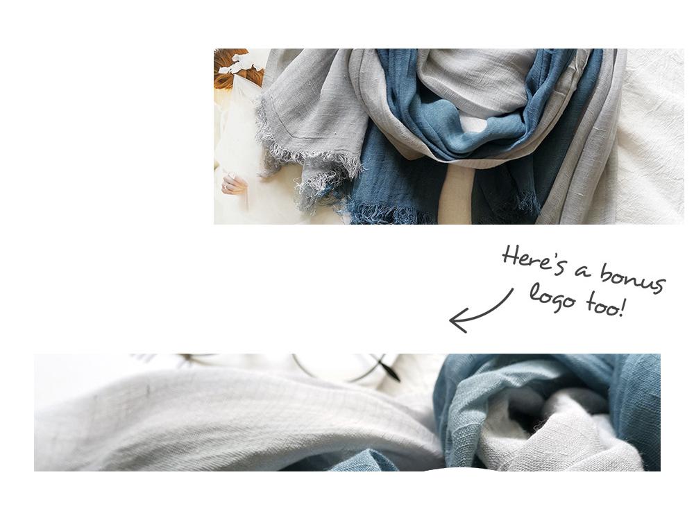 Gradient Color Block Bamboo Yarn Scarf for Women - Japanese Korean Mori Girl Style, Autumn Winter Cotton Linen Flax Shawl