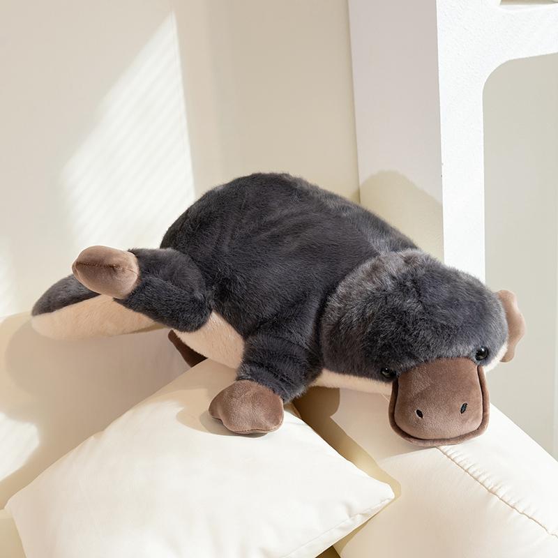 100cm Simulation High Quality Platypus Plush Doll Pillow Super Soft Grey Platypus Lying Reptile Plush Toy Gift for Boys and Girl
