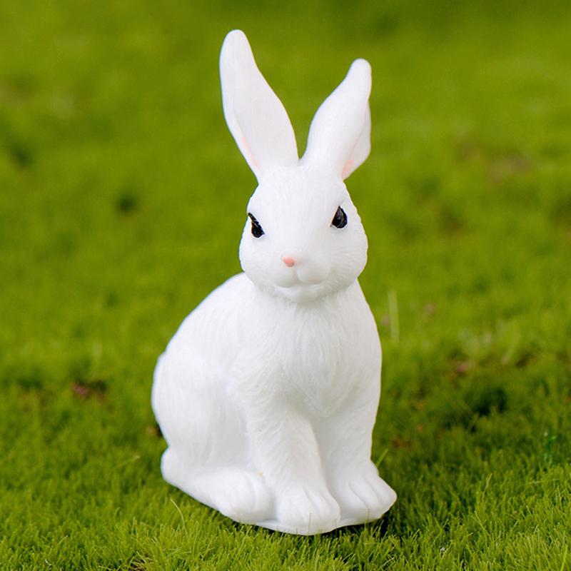 1Pc Cute Rabbit Easter Miniature Resin Craft Mini Bunny Ornament Fairy Garden Supplies Home Figurine Animal Garden Ornament