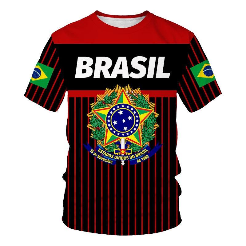 Hot Selling World Cup BRASIL Brazil Flag 3D Printed Pattern T-shirt for Men's Sports Leisure