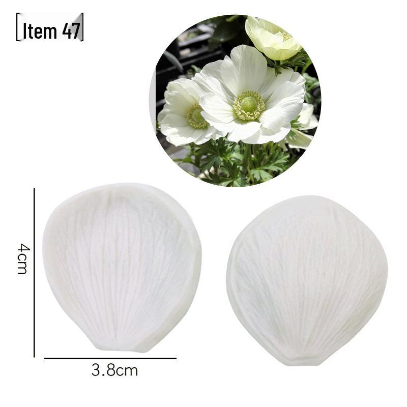 Силиконовая форма для мастики - Набор лепестков и листьев, пищевая, для тиснения на дереве и цветах.