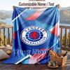 Flannel Blanket Rangers FC Print Custom Name Text Soft Throw for Sofa Bed