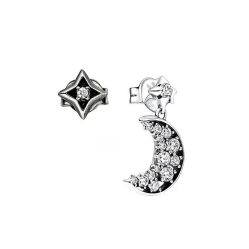 Серьги из стерлингового серебра 925 пробы, квадратной, в форме листа, солнца и луны, подходящие в качестве изысканных ювелирных подарков для европейских женщин
