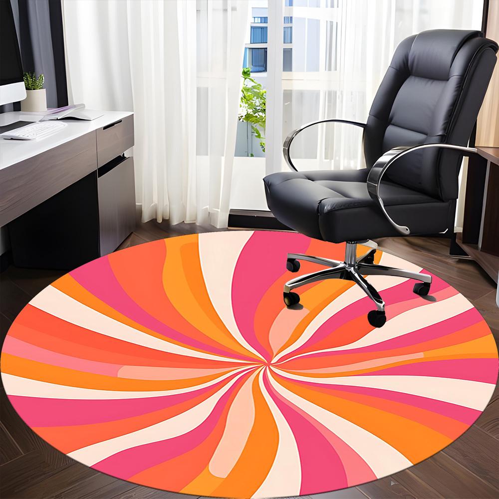 1PC Candy Swirl Office Round Area Rug, Mat Suitable For Office, Under Office Chairs Bedroom Living Room Home Decor, Room Deco