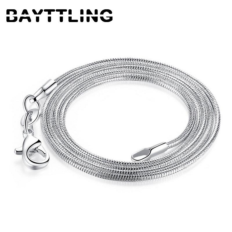 BAYTTLING 925 проба серебро 5 шт./лот 16/18/20/22/24/26/28/30 дюймов 1 мм змеиная цепь ожерелье Для женщин мужчин модные ювелирные изделия подарок оптом
