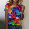 Футболка с 3D-принтом и масляной живописью, цветные узоры, летние модные уличные футболки с короткими рукавами и круглым вырезом
