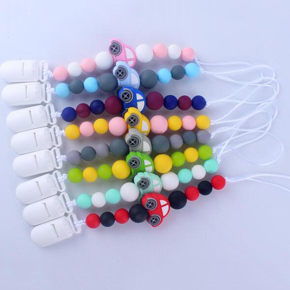 Держатель для пустышки с бусинами из пищевого силикона