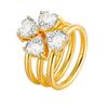 Vnox 3 Pcs Set Stackable Flower Clover Rings, Stainless Steel Heart Zircon Layering Ring Set, 2025 Autumn New Jewelry