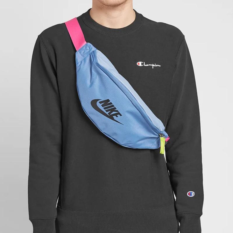 Nike Поясная сумка Heritage из полиэстера обычного размера унисекс синяя повседневная BA5750-420