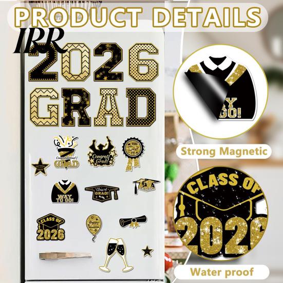Graduation Party Car Decor 2026 Magnetic Decals Waterproof Magnets Celebration Fade-Resistant Reusable for Vehicles Fridge